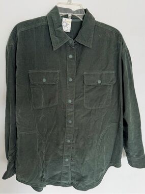 aerie Women’s Corduroy Shirt Jacket in Dark Green